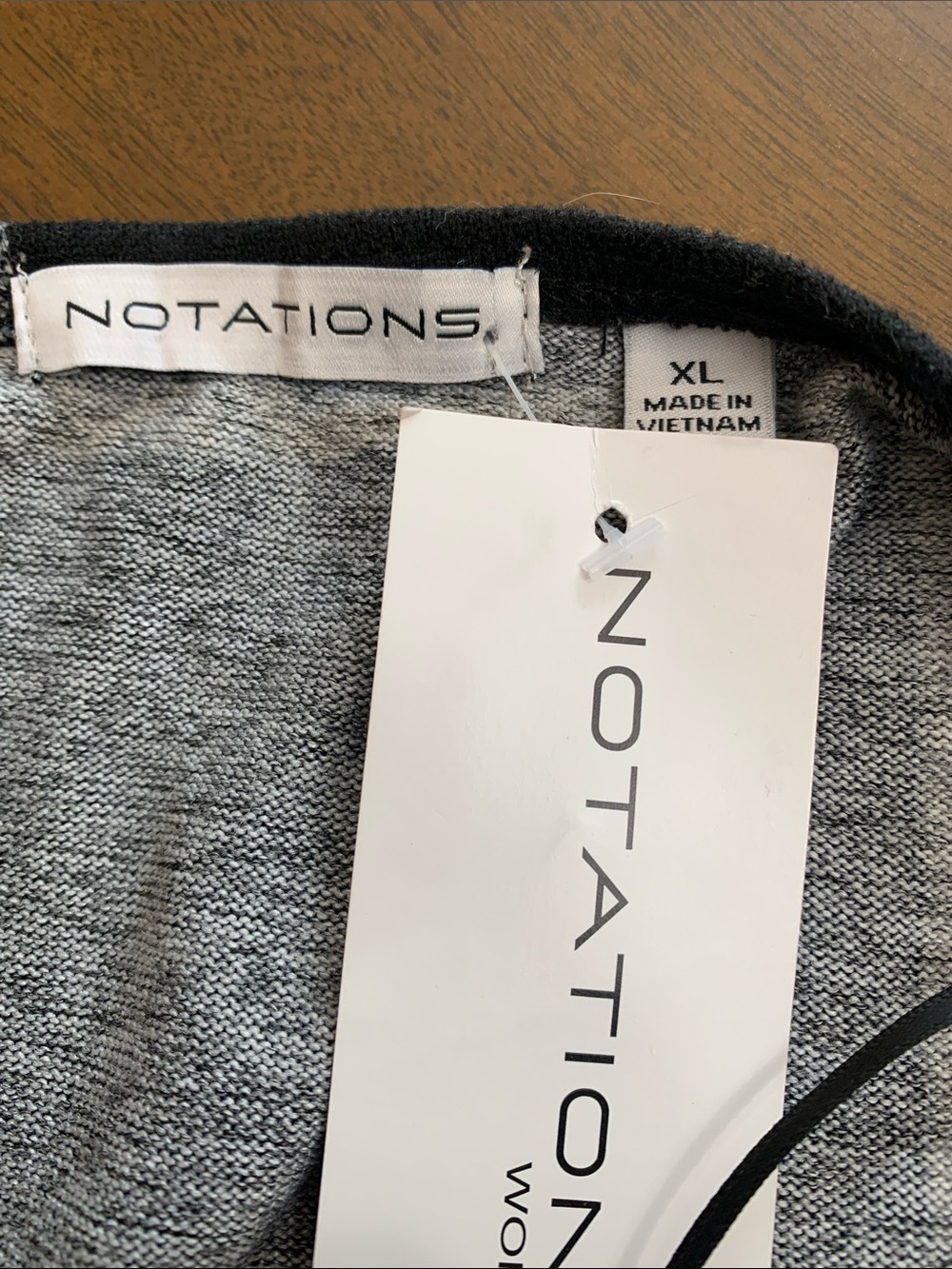 🎄 Notations Black Gray Windowpane Open Front Cardigan Jacket NWT XL - Picture 6 of 8